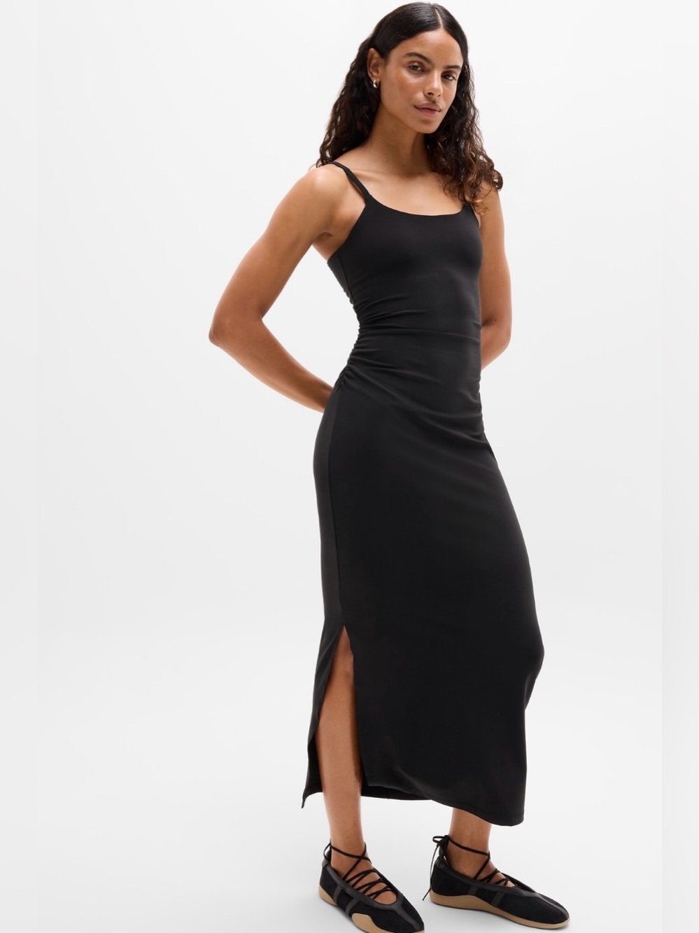 NWT-Athleta Black Transcend Maxi Dress, Medium